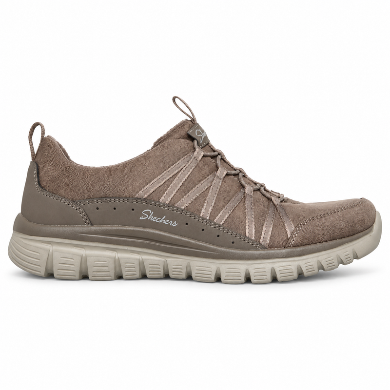 Pantofi Sport Damă Skechers 100889 Taupe Închis – Piele Ecologică - vedere 1/5