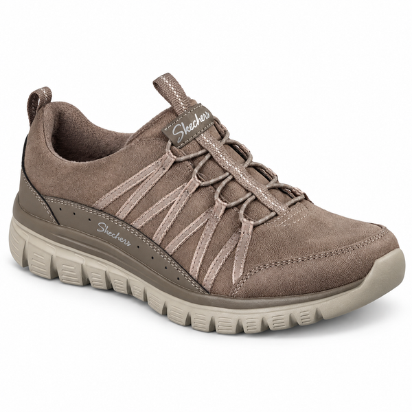 Pantofi Sport Damă Skechers 100889 Taupe Închis – Piele Ecologică - vedere 2/5
