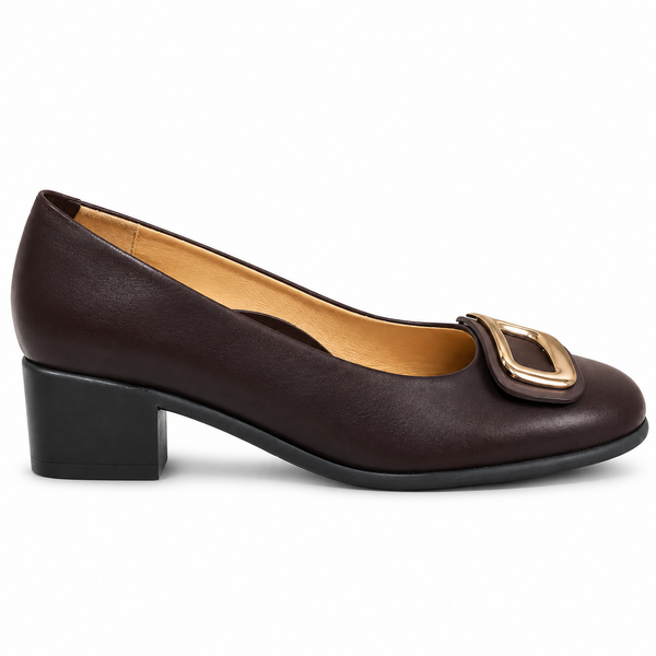 Pantofi Eleganți Damă Relax E-5710-31 Marrone Caffe – Piele Naturală + Piele Lac (vârf/toc) - vedere 2/6