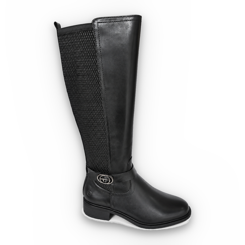 Cizme Elegante Damă Tamaris 25618-43 001 Negru – Piele Naturală + Piele Ecologică Stretch - vedere 1