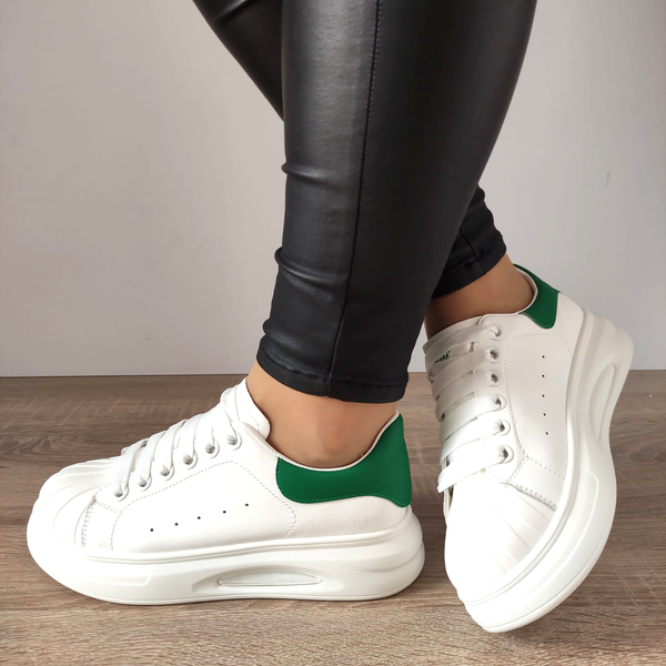 PANTOFI CASUAL DAMA FRANCO GERARDO T2653 ALBI + VERDE - imagine 4