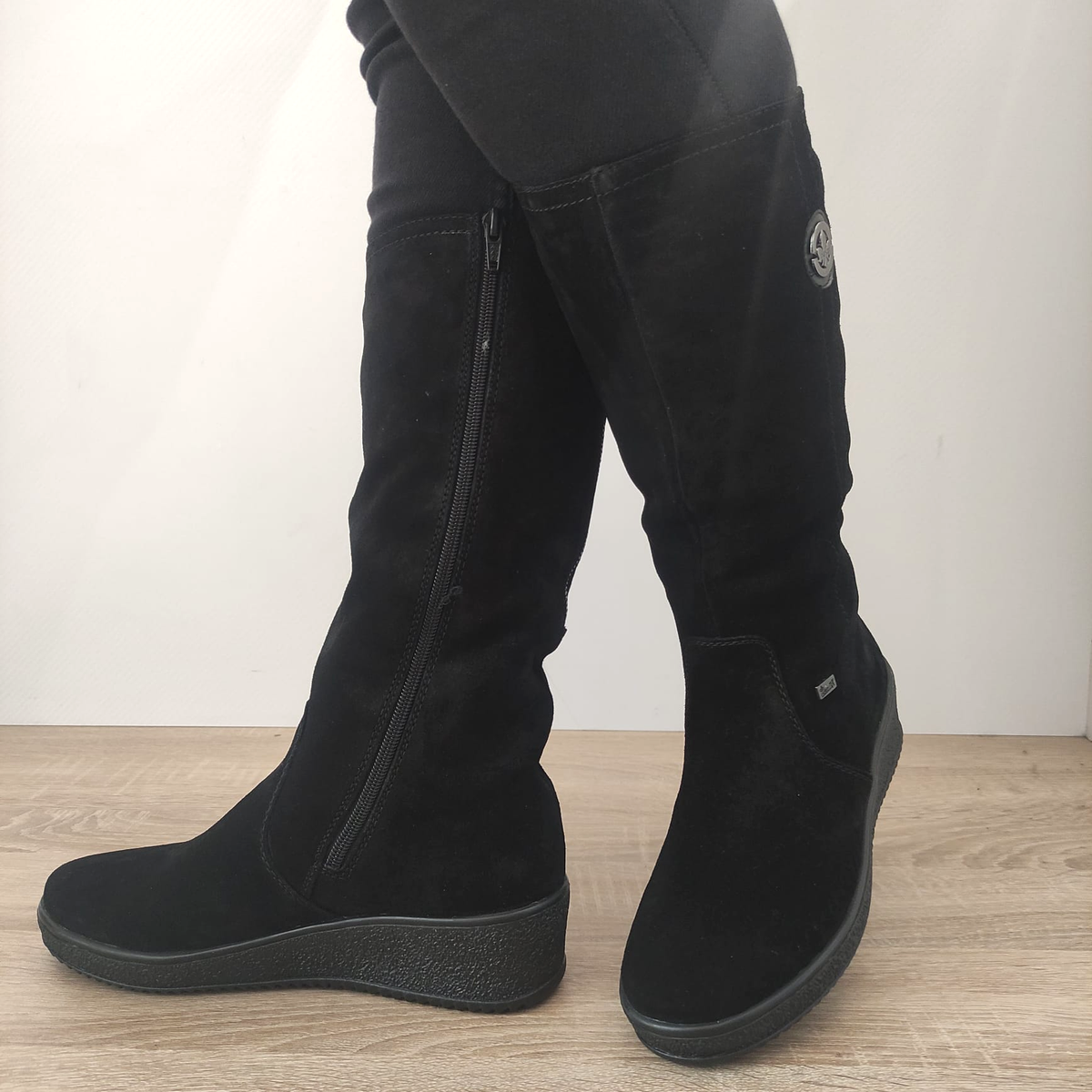 CIZME CASUAL DAMA RIEKER Y4470-00 NEGRE VELUR - imagine 3