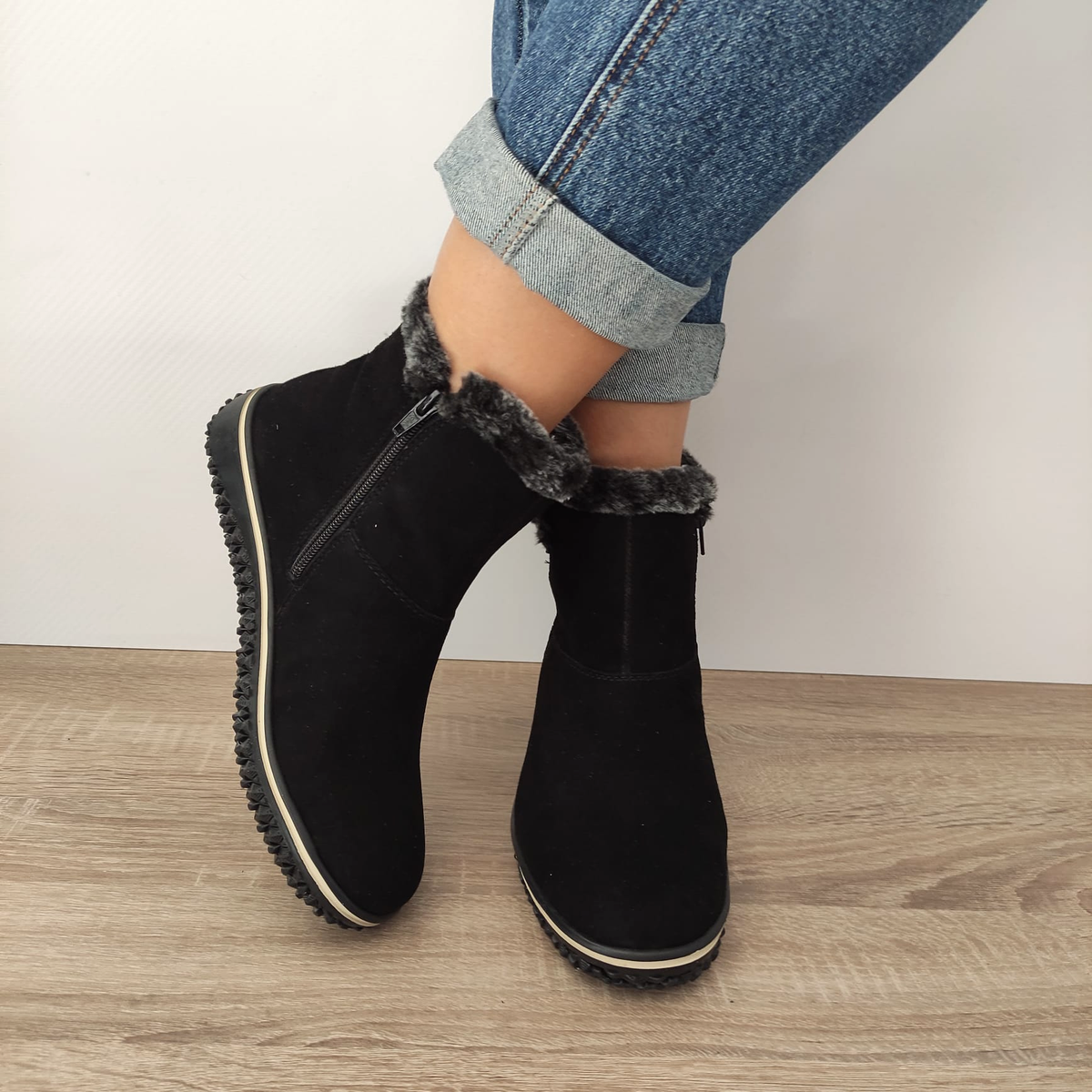 GHETE CASUAL DAMA RIEKER Z4266-00 NEGRE VELUR - imagine 4