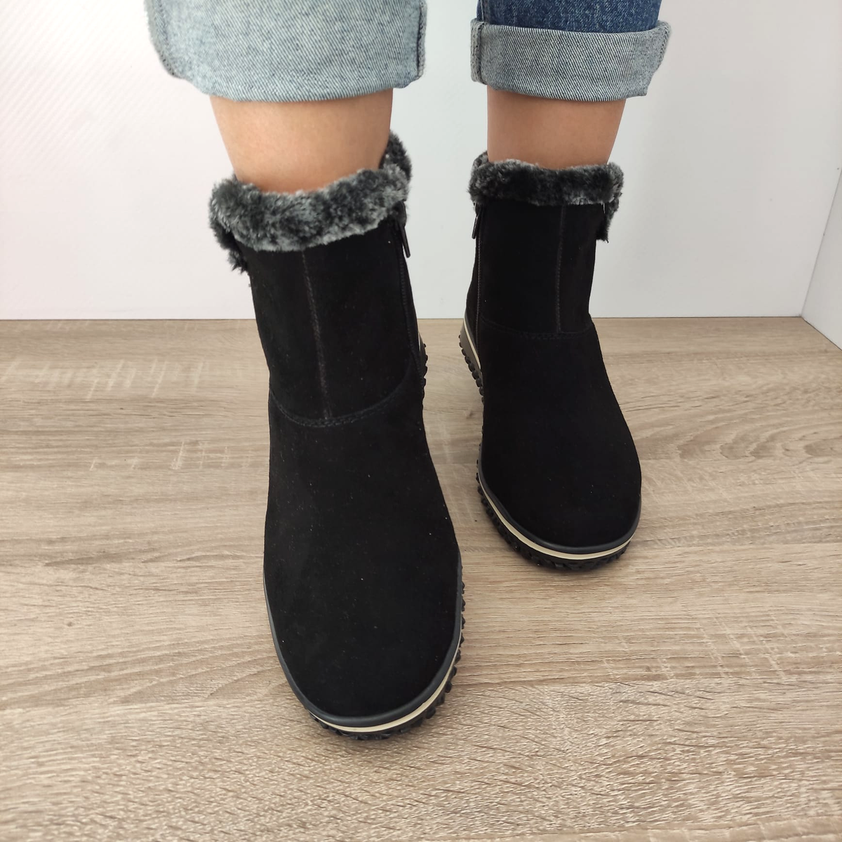 GHETE CASUAL DAMA RIEKER Z4266-00 NEGRE VELUR - imagine 5