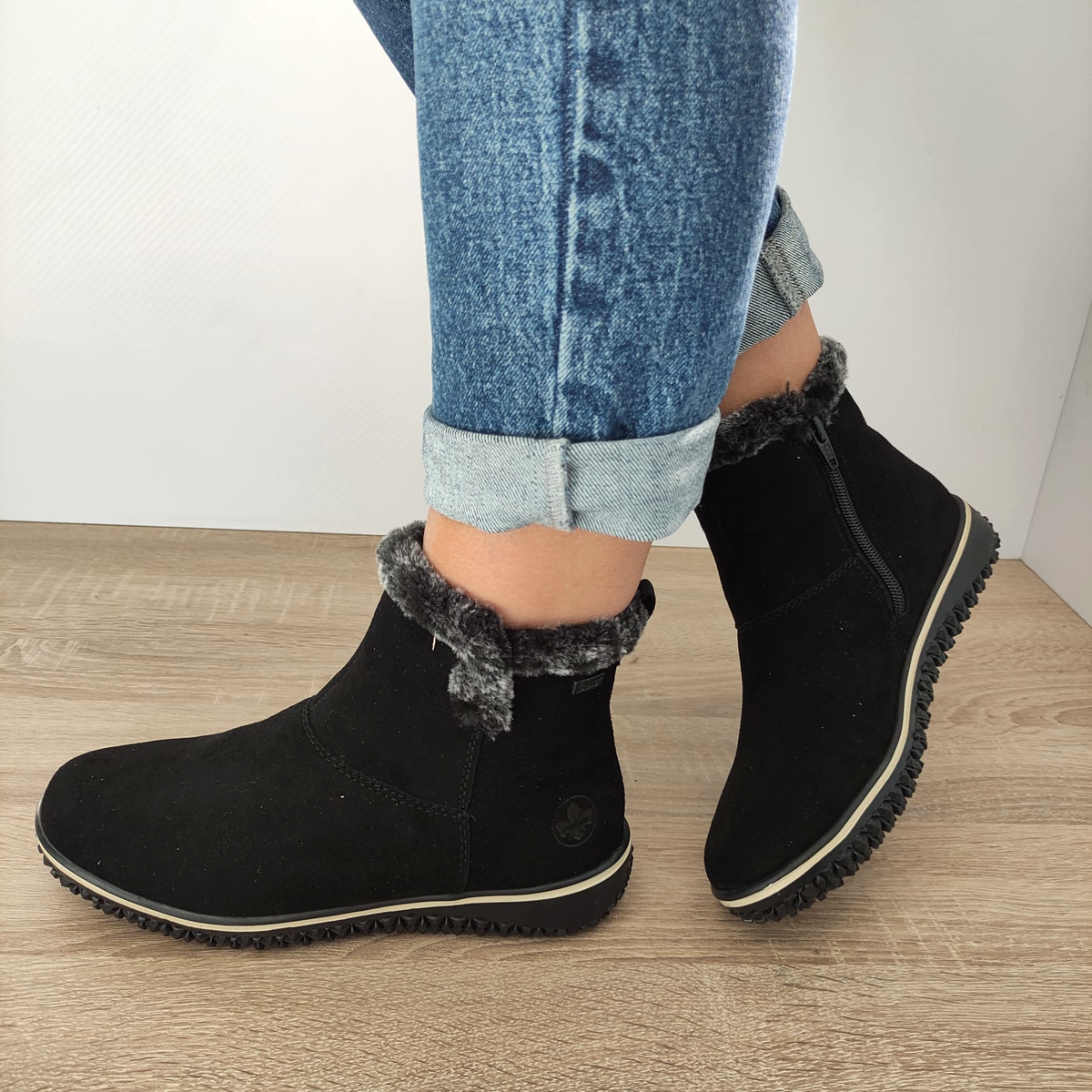 GHETE CASUAL DAMA RIEKER Z4266-00 NEGRE VELUR - imagine 2