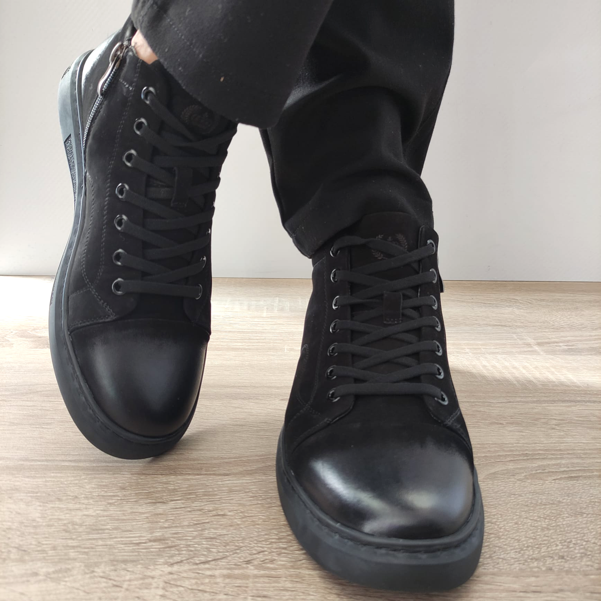 GHETE CASUAL BARBATI FRANCO GERARDO 86008 NEGRE VELUR - imagine 3