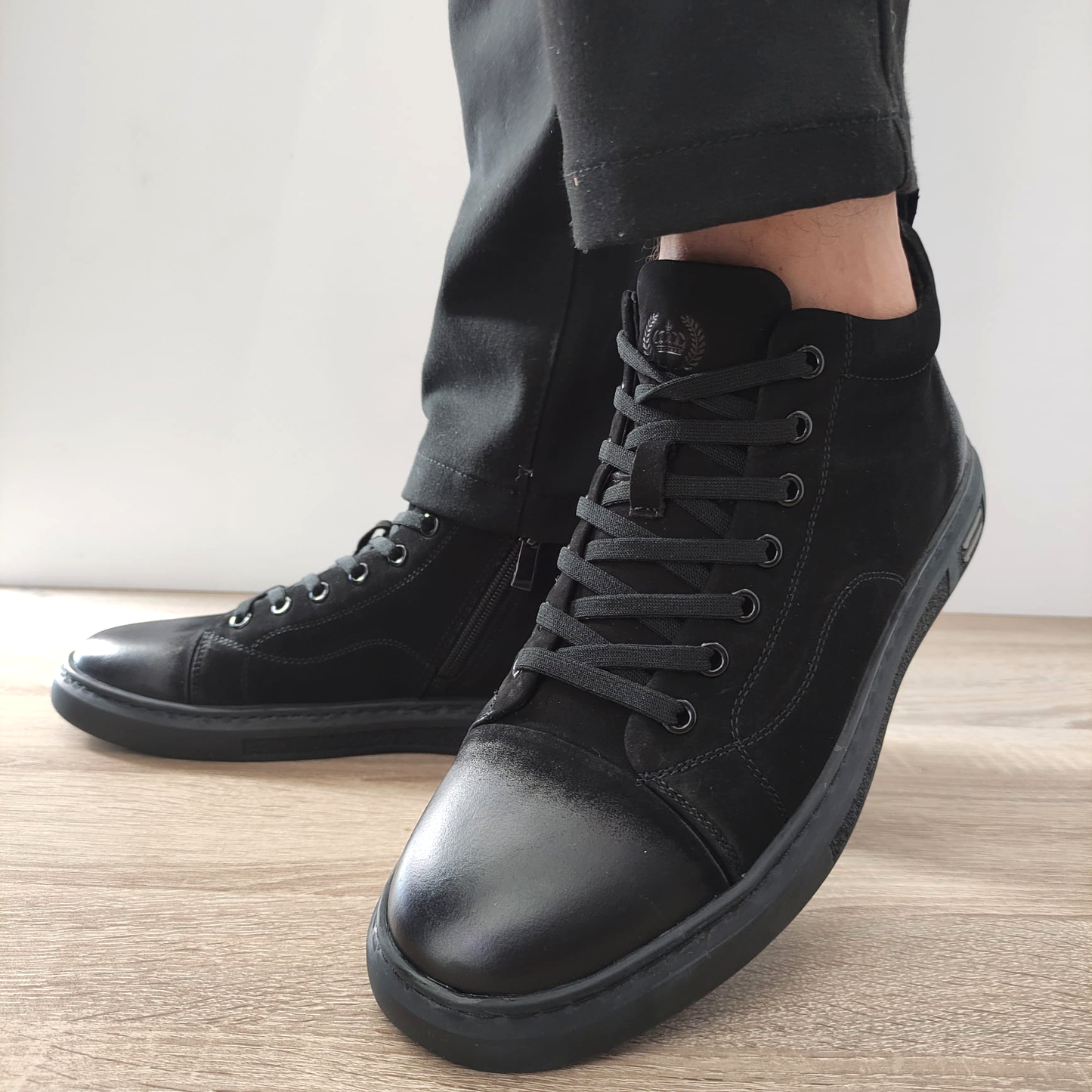 GHETE CASUAL BARBATI FRANCO GERARDO 86008 NEGRE VELUR - imagine 6