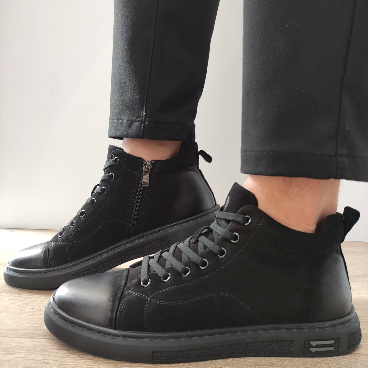 GHETE CASUAL BARBATI FRANCO GERARDO 86008 NEGRE VELUR - imagine 2