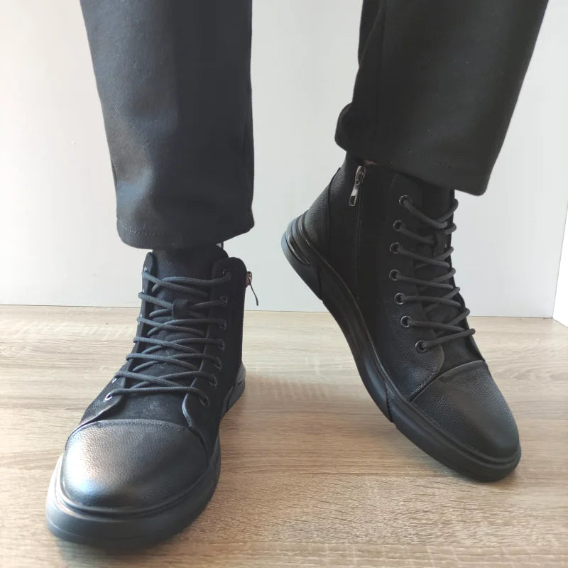 GHETE CASUAL BARBATI FRANCO GERARDO 9550B NEGRE NUBUCK - imagine 4