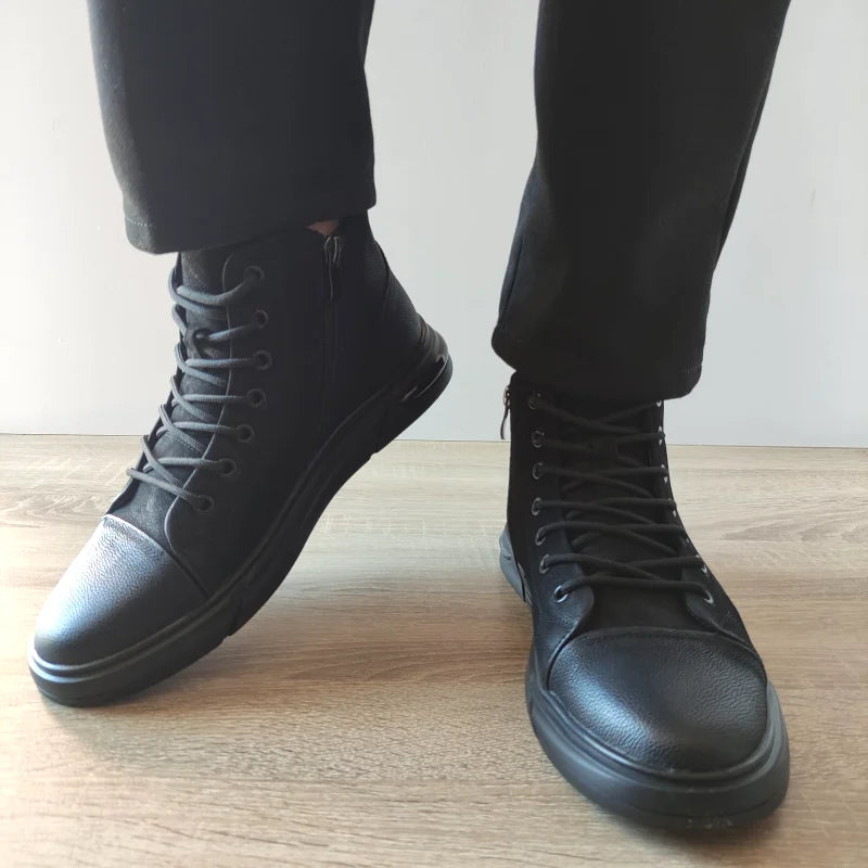 GHETE CASUAL BARBATI FRANCO GERARDO 9550B NEGRE NUBUCK - imagine 3