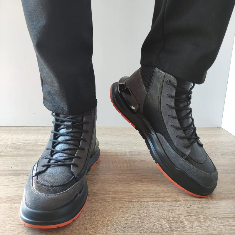 GHETE CASUAL BARBATI FRANCO GERARDO 9555 NEGRE CU GRI - imagine 4
