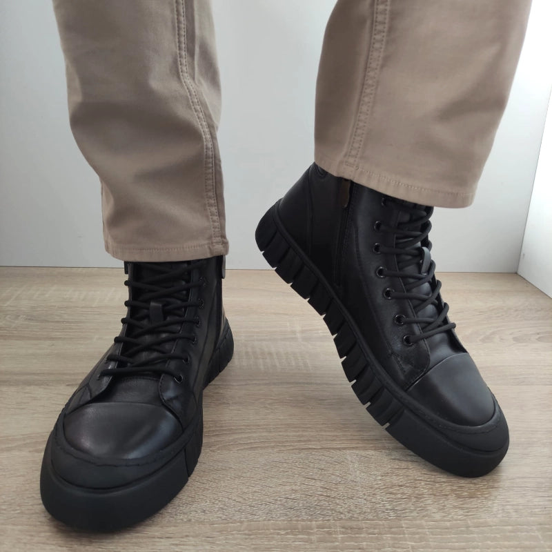 GHETE CASUAL BARBATI FRANCO GERARDO HJNH2206 NEGRE - imagine 4