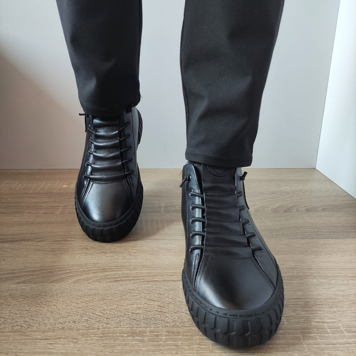 Ghete Casual Bărbați Franco Gerardo WZ202002 Negru – Piele Naturală – vedere 3
