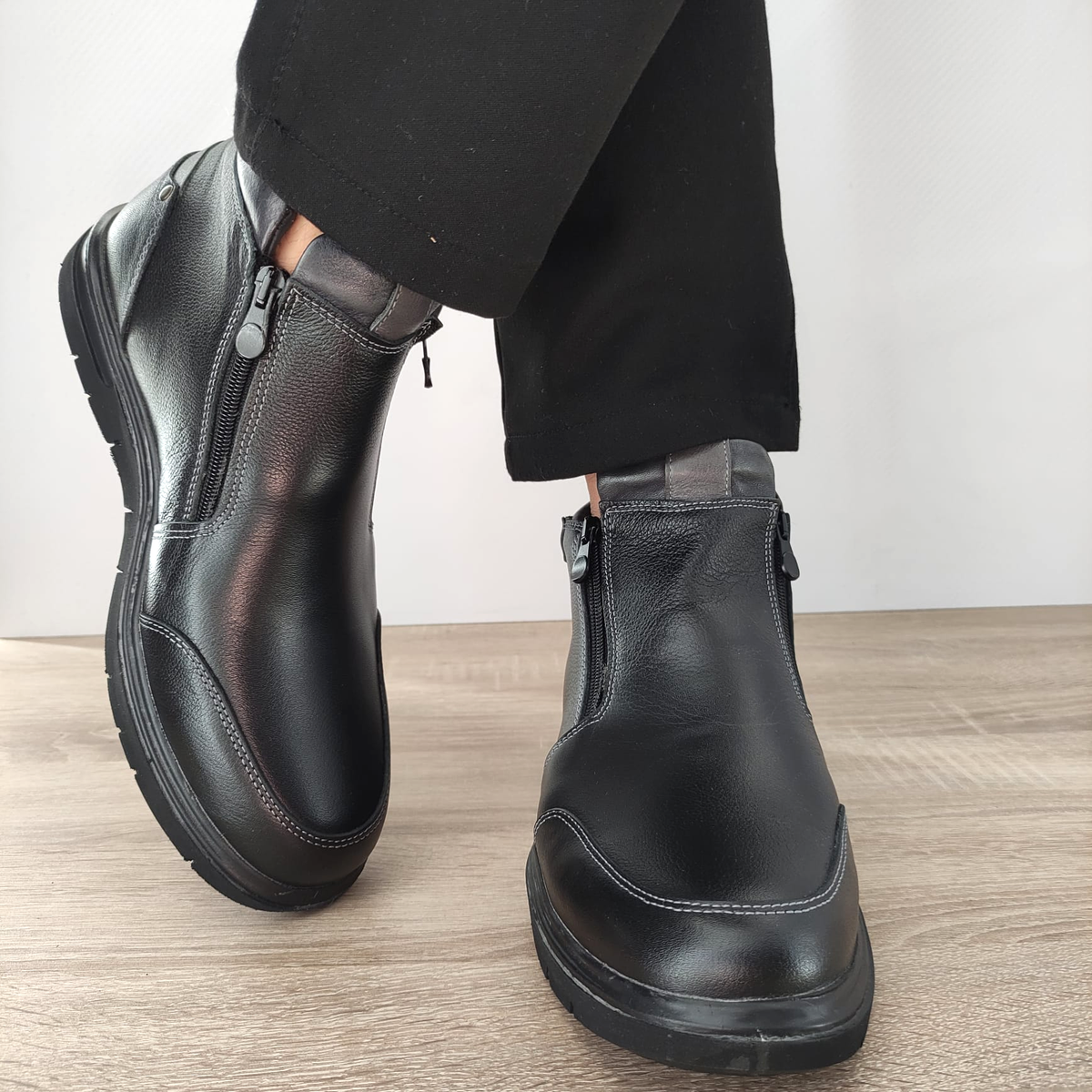 GHETE CASUAL BARBATI OTTER OT2805-8 01-N NEGRE + GRI - imagine 3
