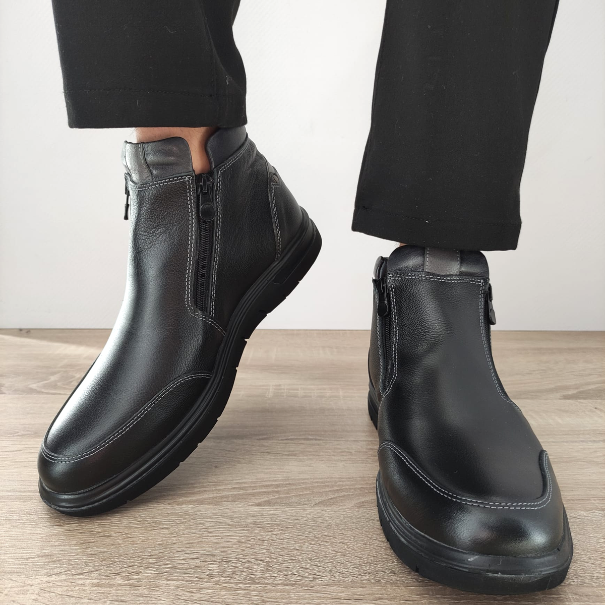 GHETE CASUAL BARBATI OTTER OT2805-8 01-N NEGRE + GRI - imagine 5