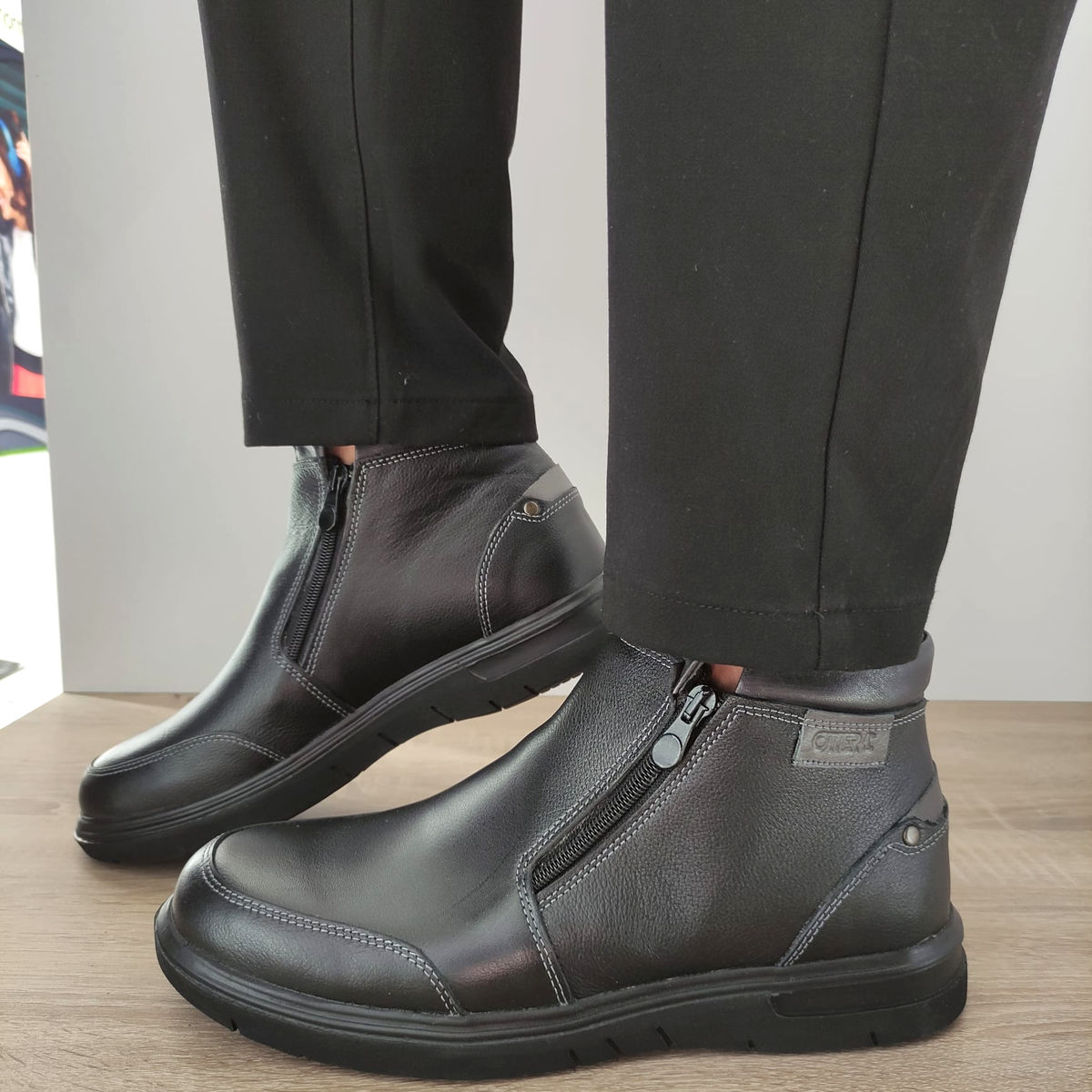 GHETE CASUAL BARBATI OTTER OT2805-8 01-N NEGRE + GRI - imagine 6