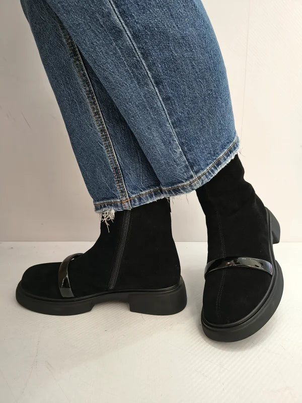 GHETE CASUAL DAMA ANNA VIOTTI M117-Q600 NEGRE VELUR - imagine 2
