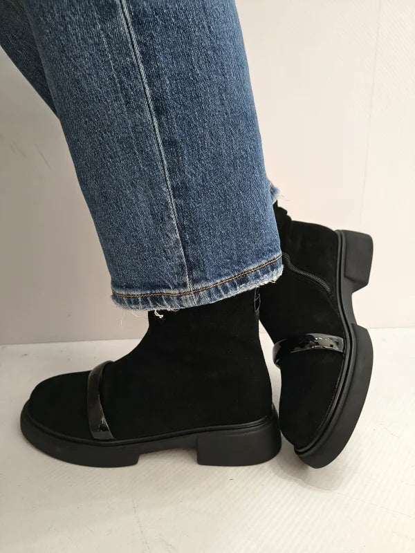 GHETE CASUAL DAMA ANNA VIOTTI M117-Q600 NEGRE VELUR - imagine 3