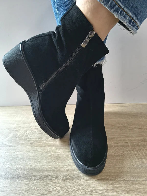 GHETE CASUAL DAMA ANNA VIOTTI Z38803-2 NEGRE VELUR - imagine 4