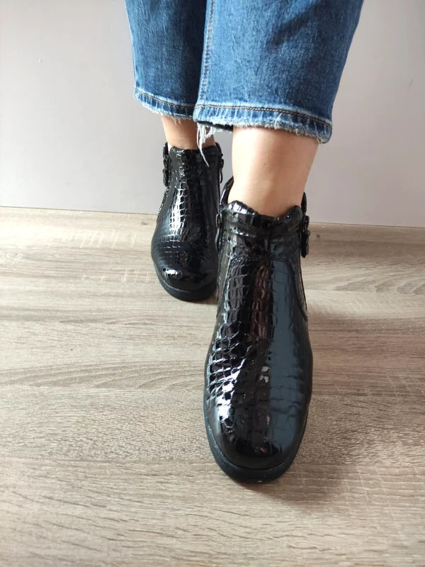 GHETE CASUAL DAMA CAPRICE 25460-45 014 NEGRE CROCO - imagine 4