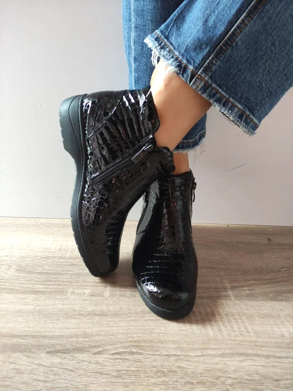 GHETE CASUAL DAMA CAPRICE 25460-45 014 NEGRE CROCO - imagine 5