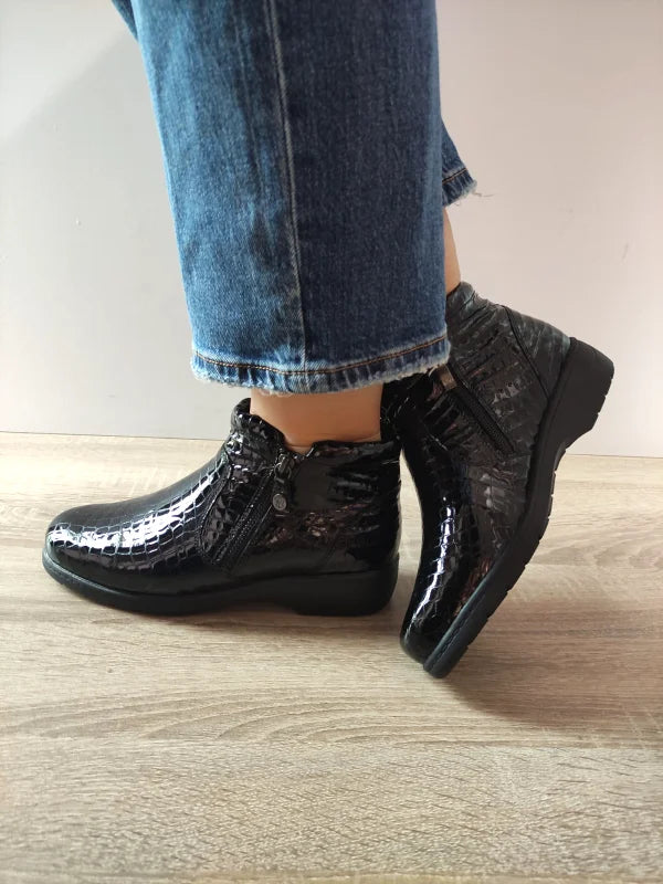 GHETE CASUAL DAMA CAPRICE 25460-45 014 NEGRE CROCO - imagine 2