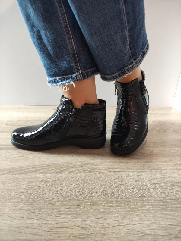 GHETE CASUAL DAMA CAPRICE 25460-45 014 NEGRE CROCO - imagine 3