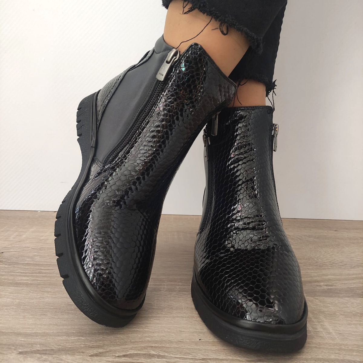 GHETE CASUAL DAMA DOGATI 013 10025 NEGRE CROCO - imagine 4