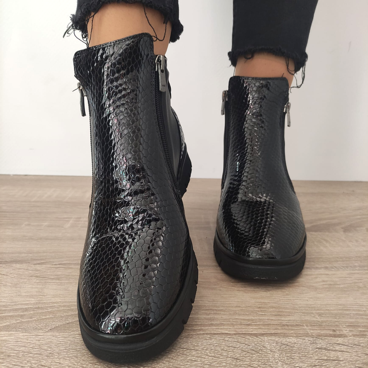 GHETE CASUAL DAMA DOGATI 013 10025 NEGRE CROCO - imagine 5