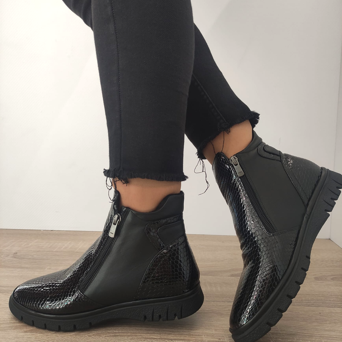 GHETE CASUAL DAMA DOGATI 013 10025 NEGRE CROCO - imagine 2