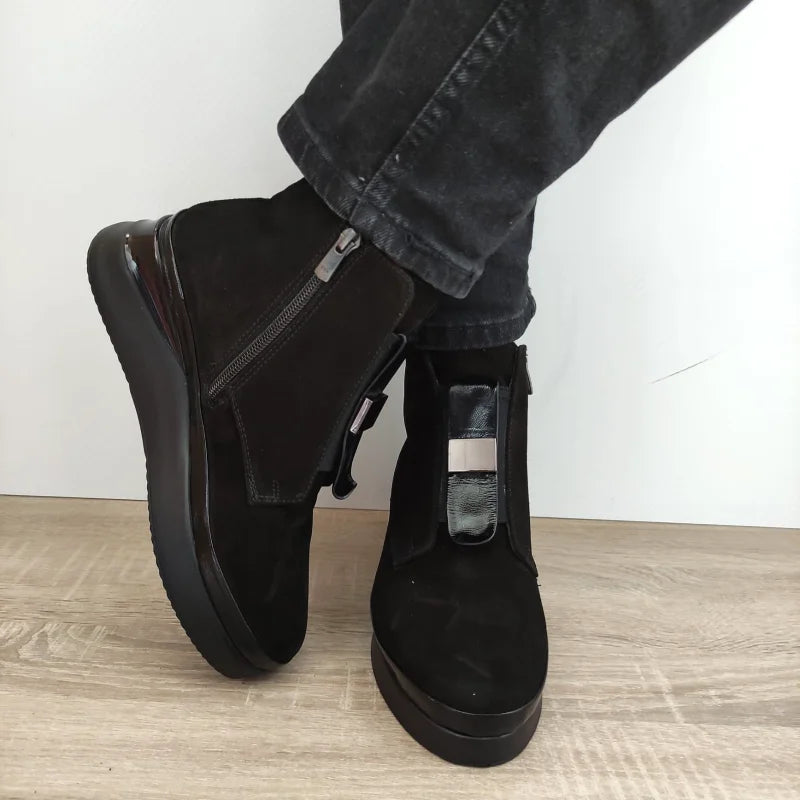 GHETE CASUAL DAMA DOGATI 934410 NEGRE VELUR - imagine 3