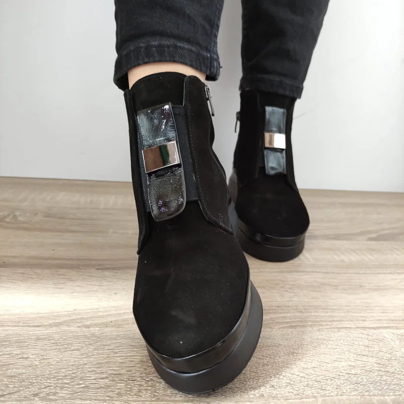 GHETE CASUAL DAMA DOGATI 934410 NEGRE VELUR - imagine 4