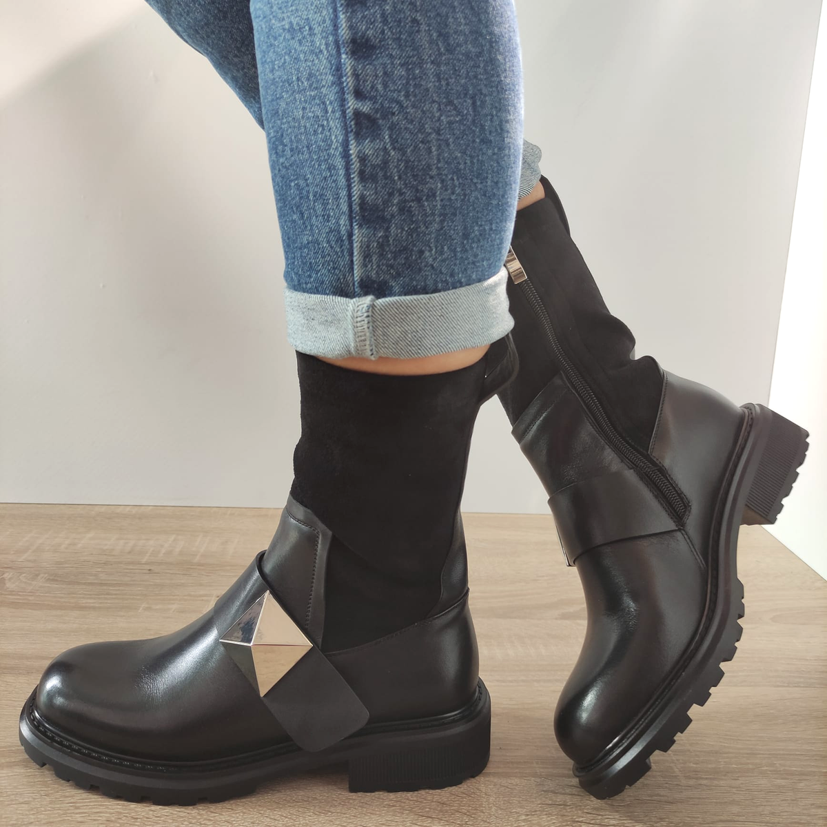 GHETE CASUAL DAMA FEELING H5516-7023 NEGRE - imagine 2