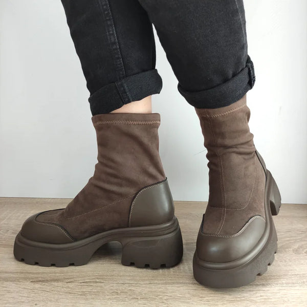 GHETE CASUAL DAMA FORMAZIONE 7980-1 MARO KHAKI + VELUR - imagine 5