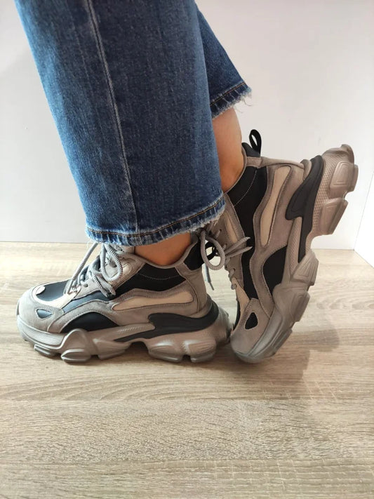 GHETE CASUAL DAMA FRANCO GERARDO Y5797 GRI CU NEGRU SI CREM