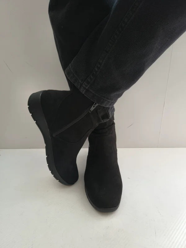 GHETE CASUAL DAMA JANA 26497-45 007 NEGRE VELUR - imagine 4