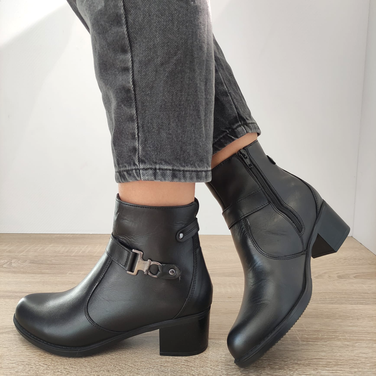 Ghete Casual Damă NICOLIS 141410 Negru – Piele Naturală – vedere 1