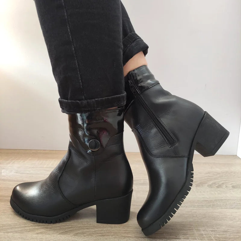 GHETE CASUAL DAMA NICOLIS 157759 NEGRE + LAC - imagine 2