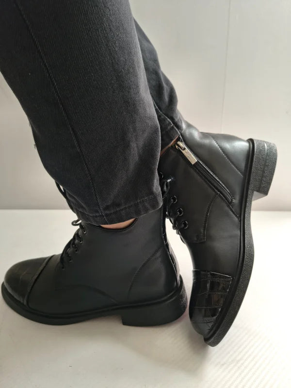 GHETE CASUAL DAMA PASS 570010C 01-N NEGRE + CROCO - imagine 3