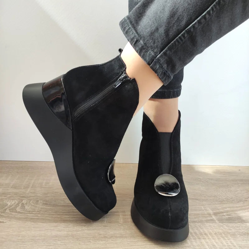GHETE CASUAL DAMA PERLLA 1607-3 NEGRE VELUR - imagine 4