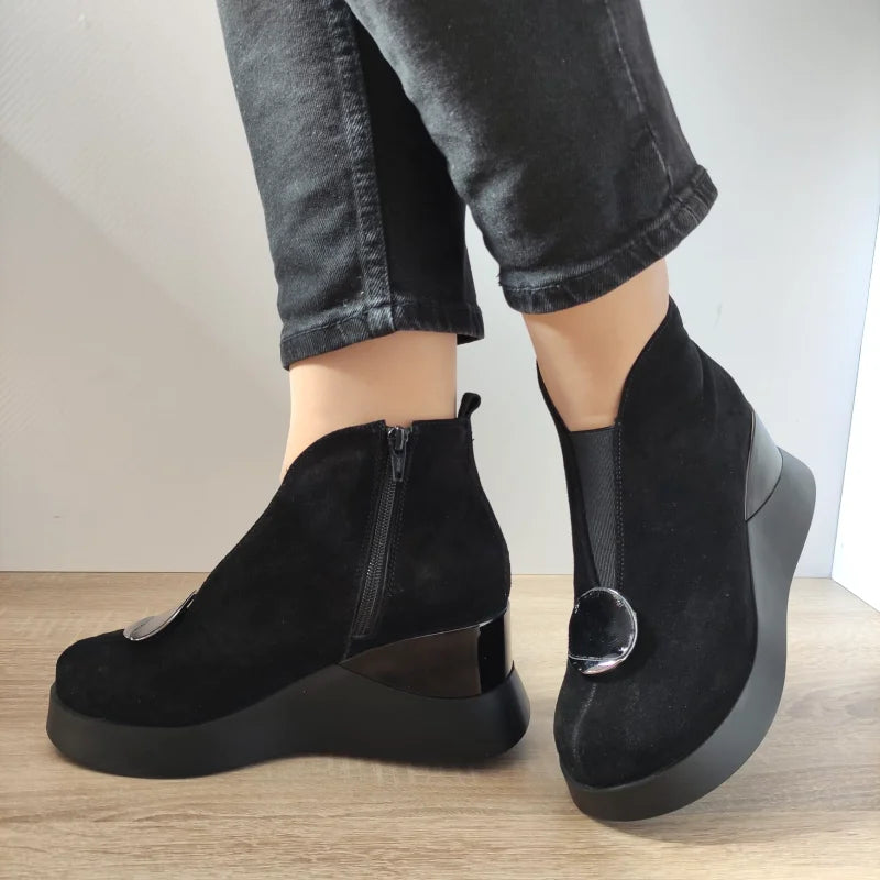 GHETE CASUAL DAMA PERLLA 1607-3 NEGRE VELUR - imagine 2