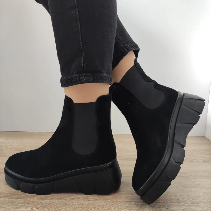 GHETE CASUAL DAMA PERLLA 3020-4 NEGRE VELUR - imagine 2