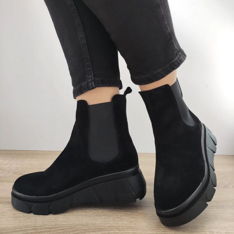 GHETE CASUAL DAMA PERLLA 3020-4 NEGRE VELUR - imagine 3