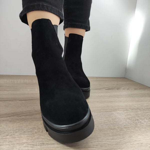 GHETE CASUAL DAMA PERLLA 3020-4 NEGRE VELUR - imagine 4