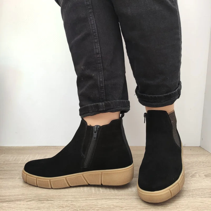 GHETE CASUAL DAMA REMONTE D1 T71-00 NEGRE VELUR - imagine 4