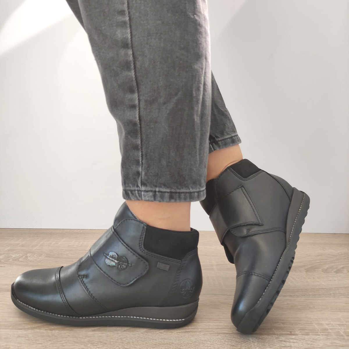 GHETE CASUAL DAMA RIEKER 44255-00 NEGRE - imagine 2