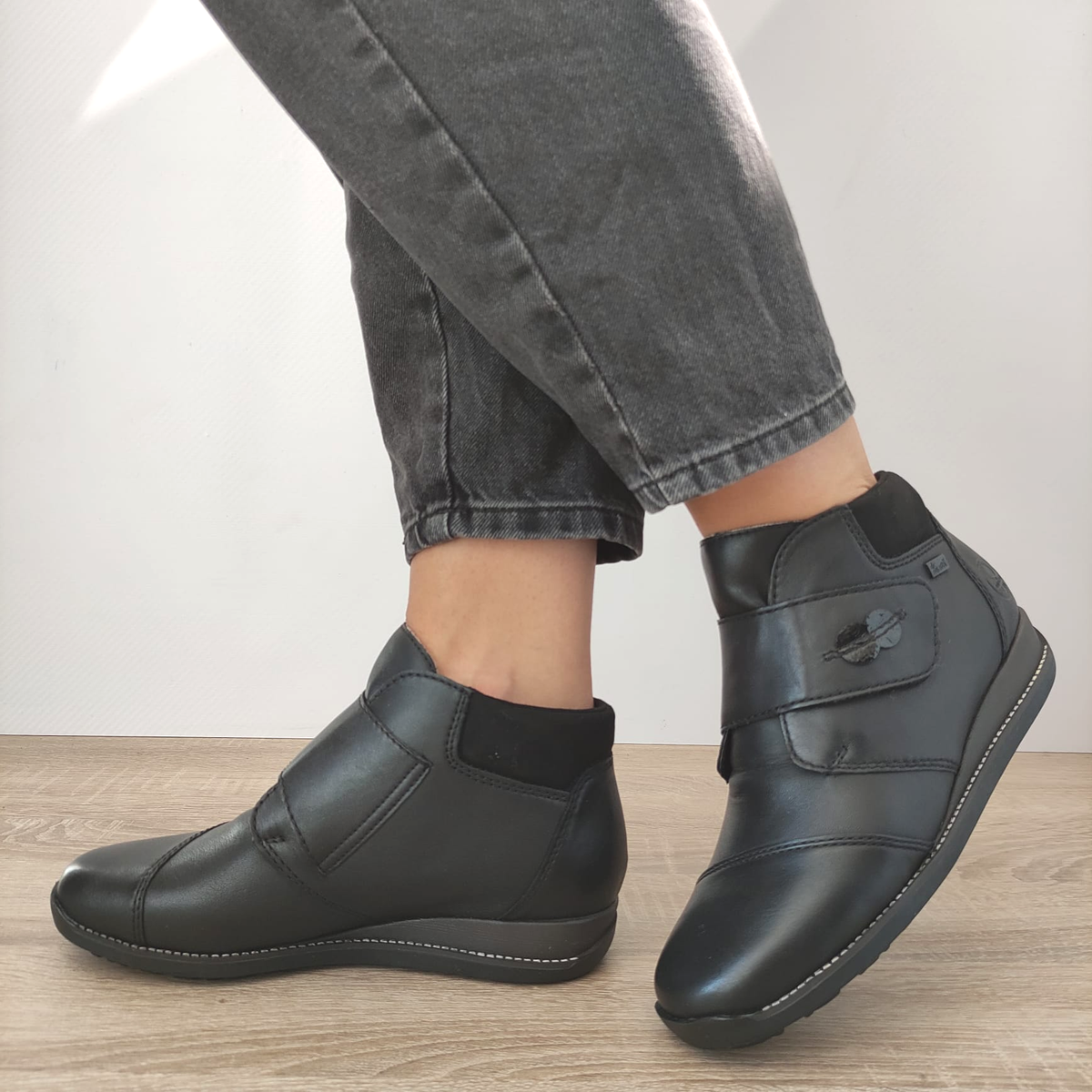 GHETE CASUAL DAMA RIEKER 44255-00 NEGRE - imagine 3