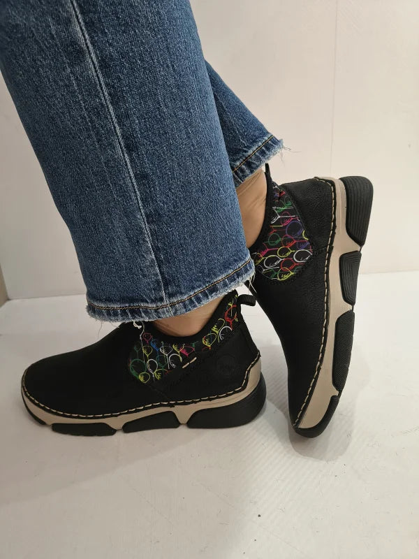 GHETE CASUAL DAMA RIEKER 45957-00 NEGRE + COLOR - imagine 3