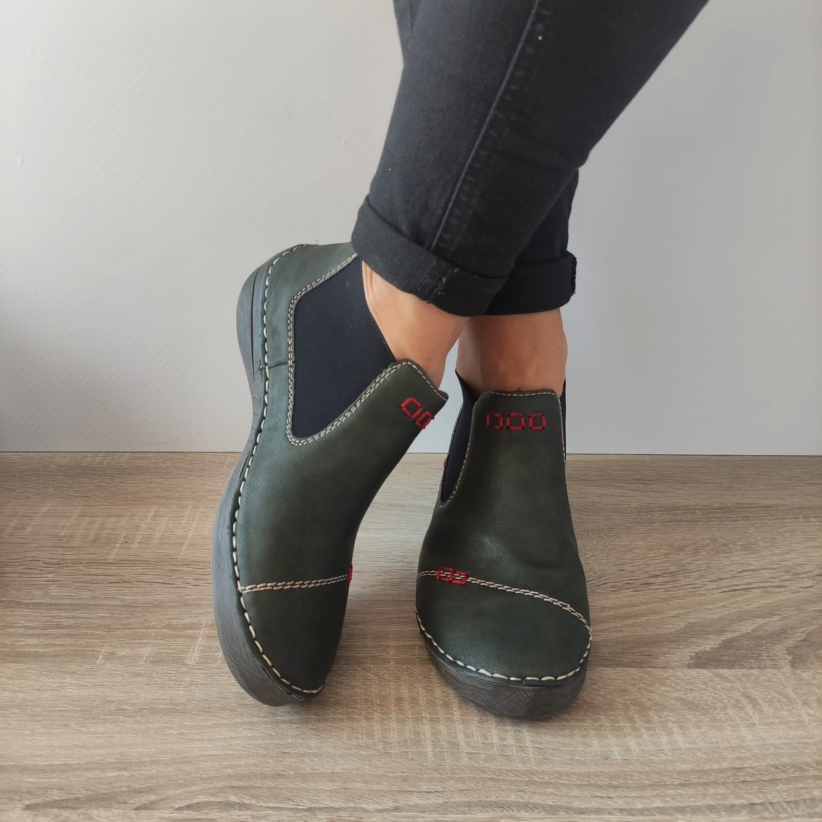 Ghete Casual Damă RIEKER 52590-53 Verde – Piele Ecologică – vedere 3