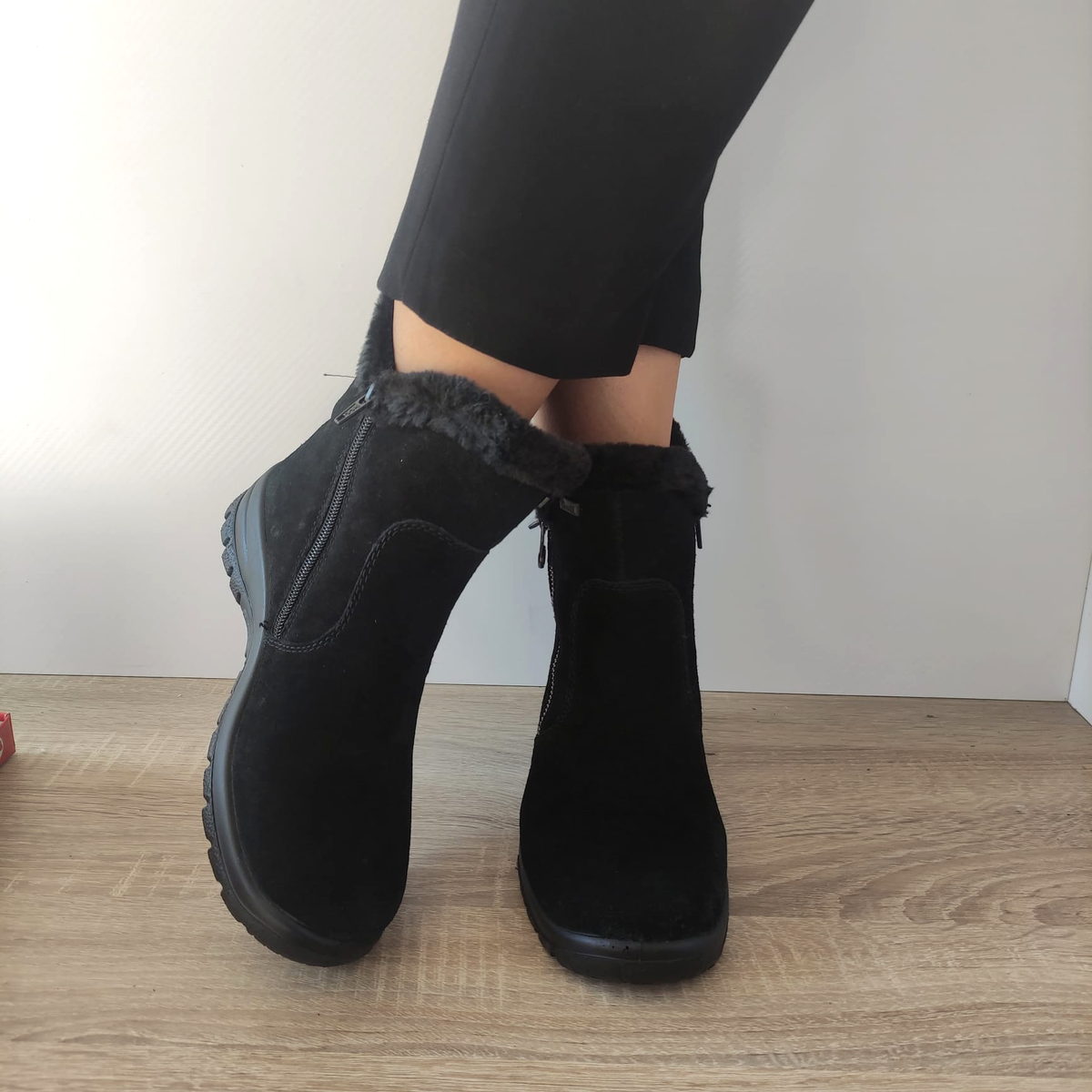 GHETE CASUAL DAMA RIEKER L7162-00 NEGRE VELUR - imagine 4
